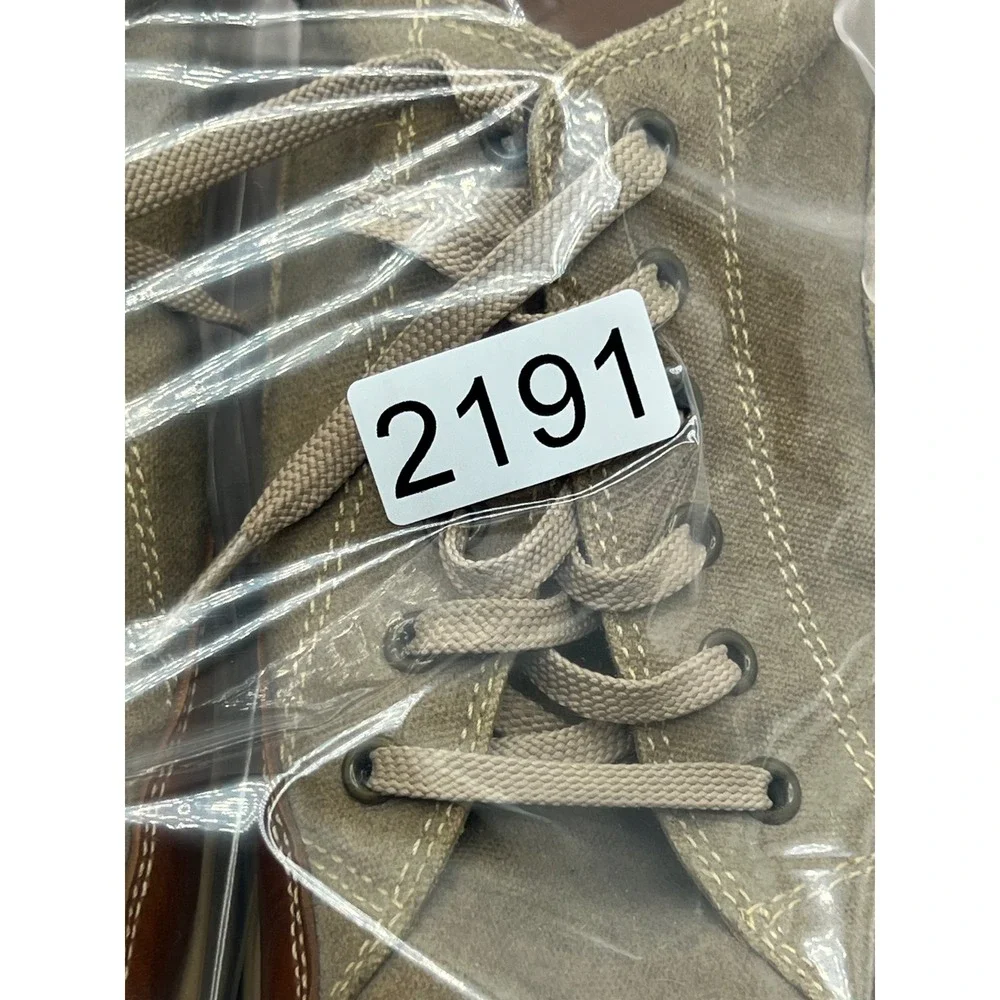 Cole Haan City Mens 10M Tan Canvas Brown Leather Lace Up Casual Shoes C04748